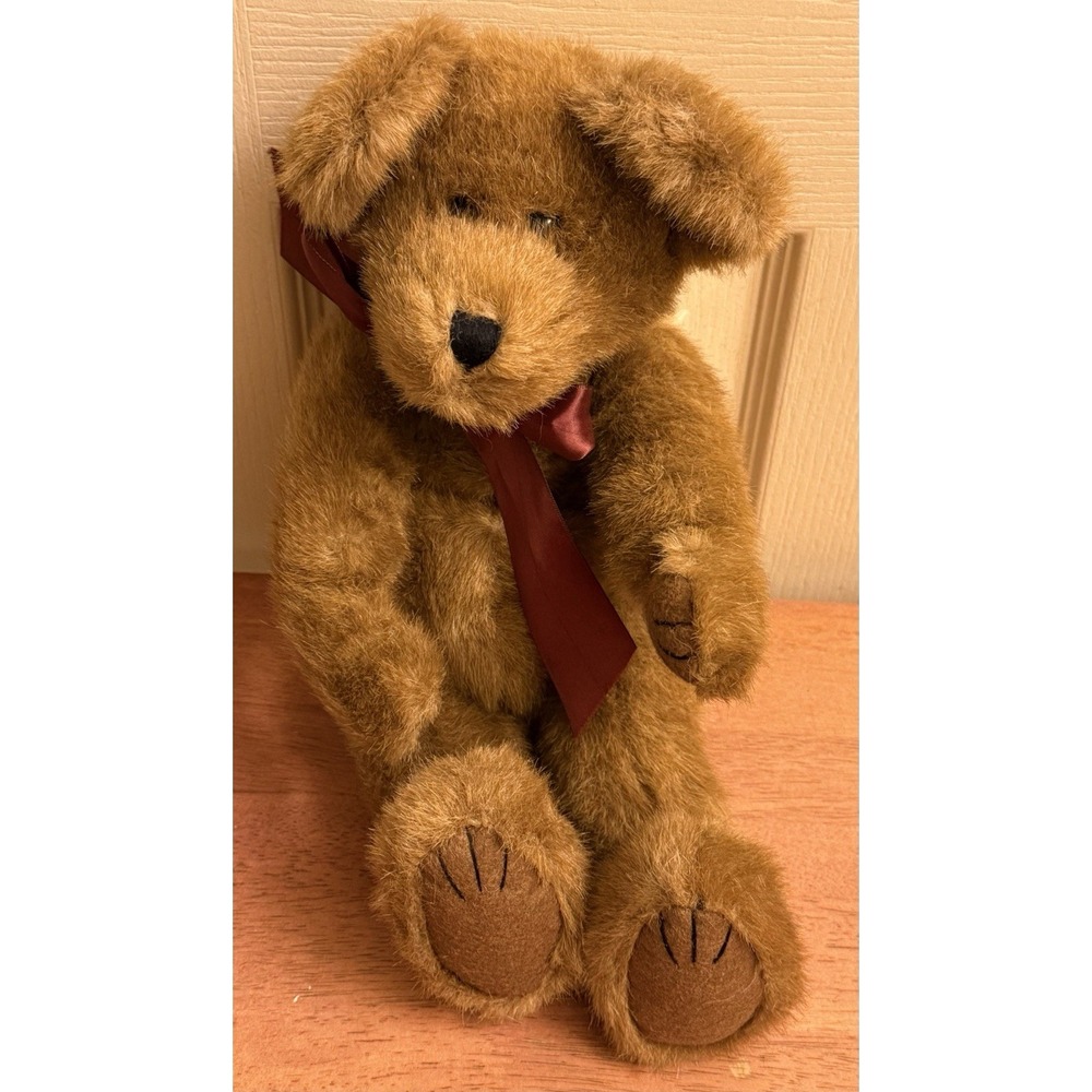 Boyds Bears PENDLETON J.BRUIN #510400-11 1998 16" Plush Bear/Burgundy Bow RETIRE